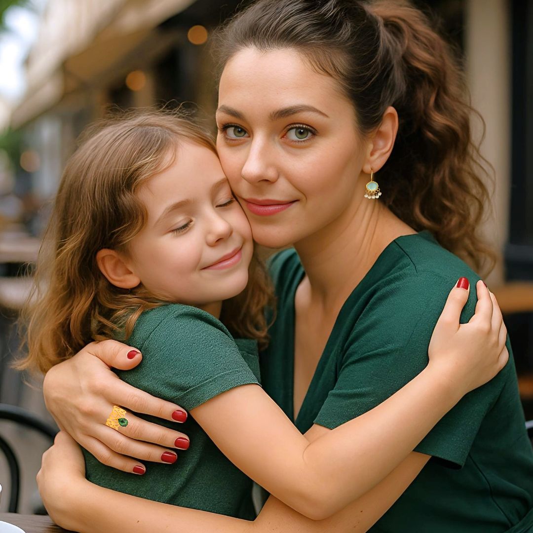 Handmade Gold Plated Silver Drop Earrings With Chalcedony Stones &amp; Pearls - Anthos Crafts