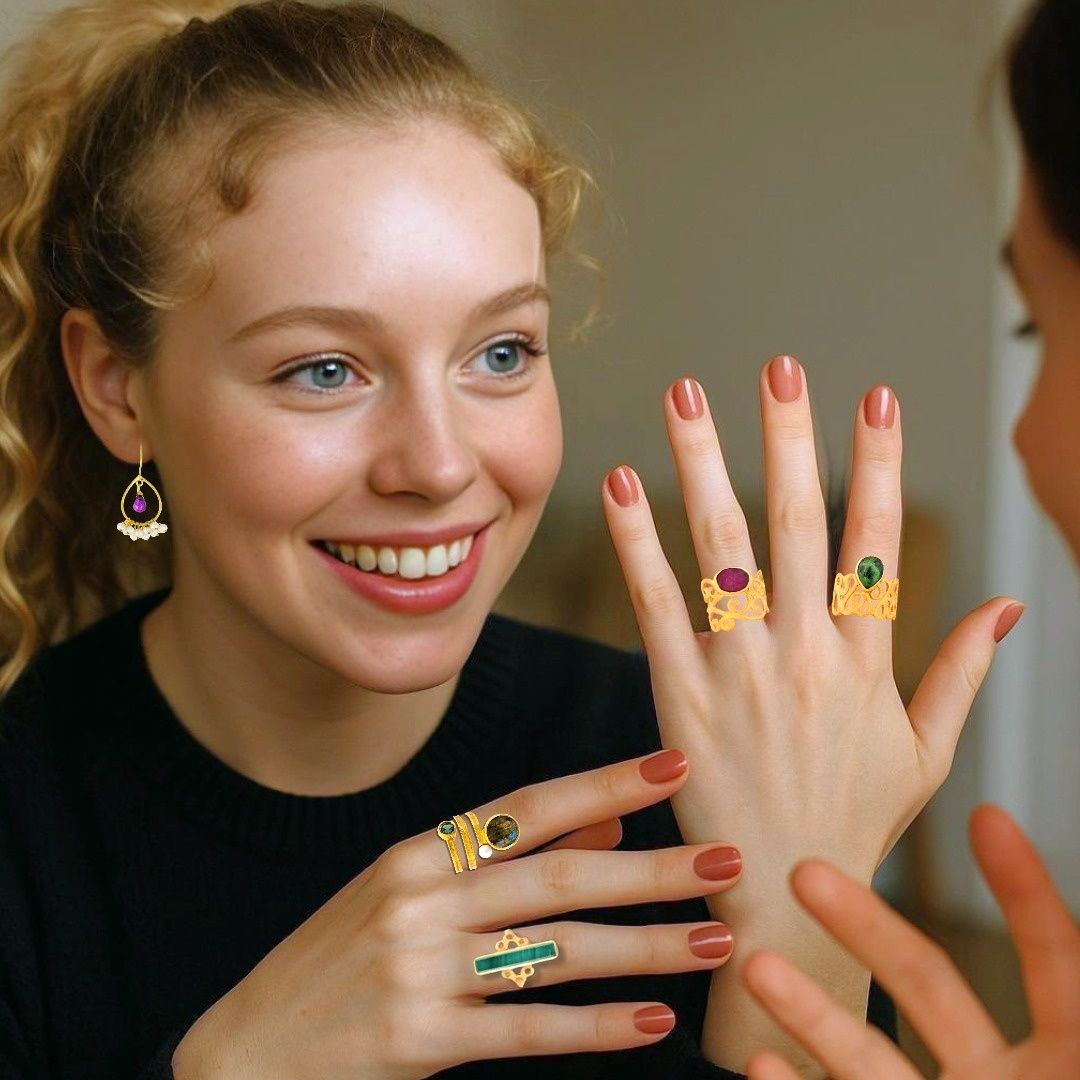 Handmade Gold Plated Silver Ring With A Zoisite Quartz Gemstone - Anthos Crafts
