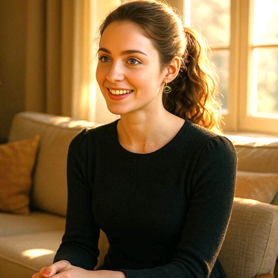 Handmade Gold Plated Silver Drop Earrings Double Oval Circles - Anthos Crafts