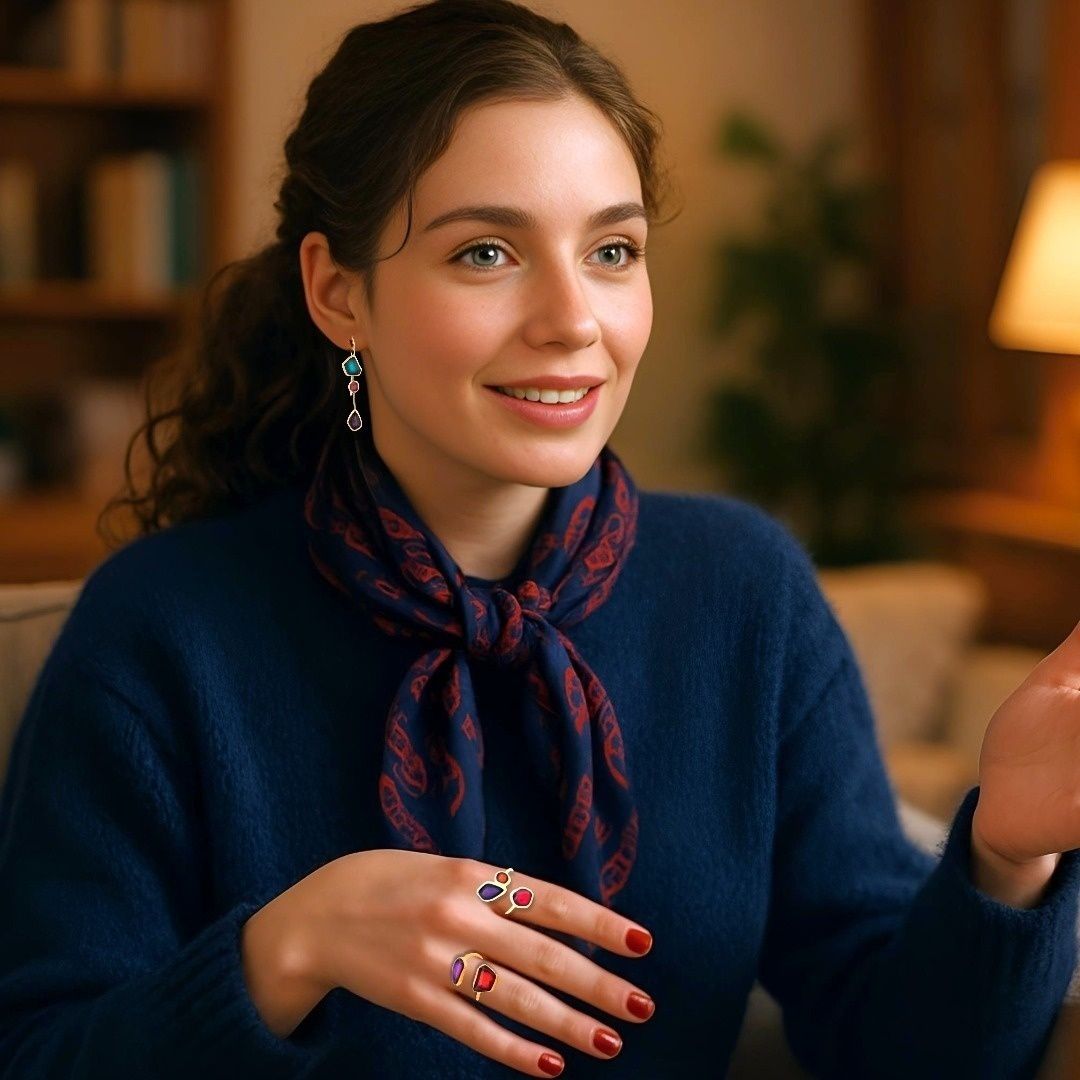 Orecchini pendenti in argento placcato oro fatti a mano con smalto verde, rosso e viola Seaglass