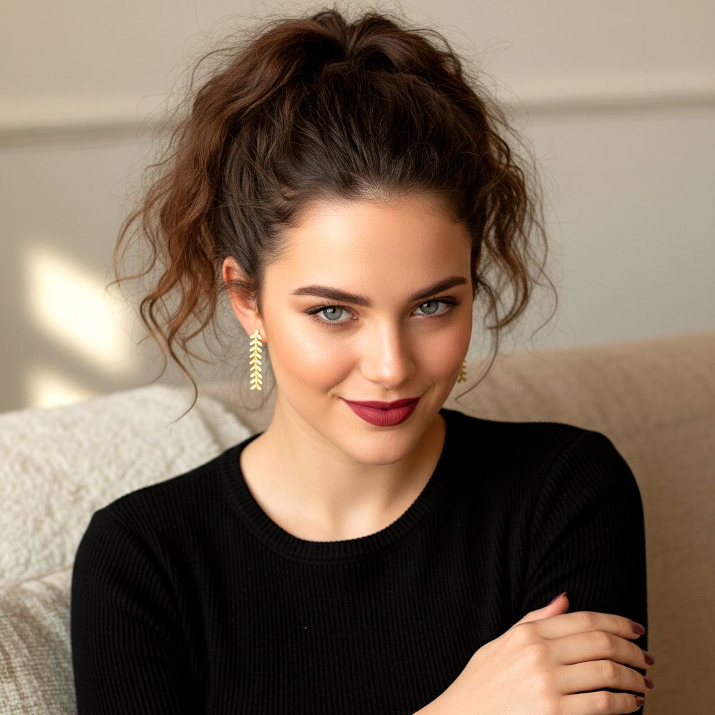 Handmade Gold Plated Silver Dangle Earrings Little Leaves - Anthos Crafts