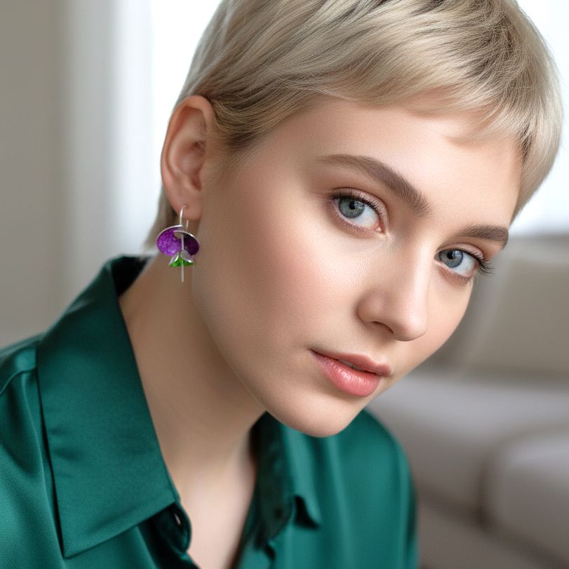 Χειροποίητα Ασημένια Κρεμαστά Σκουλαρίκια Γλυσίνες