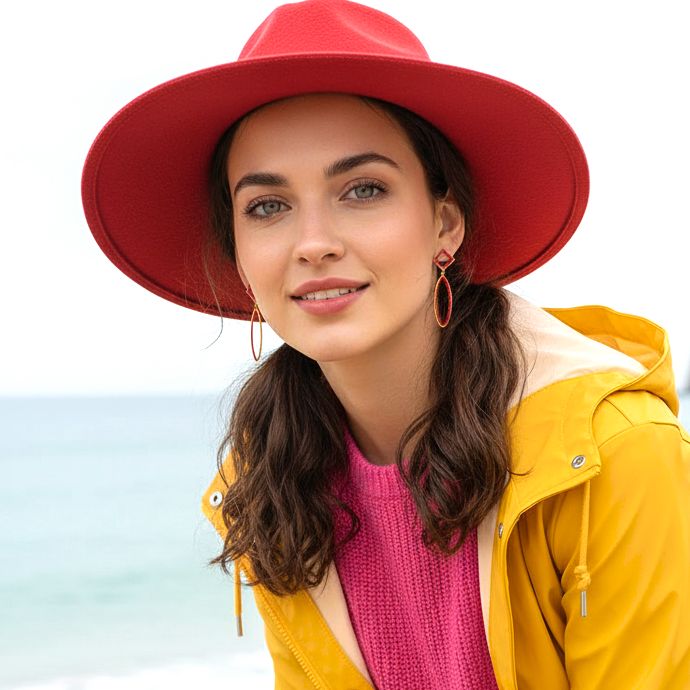 Handmade Gold Plated Silver Dangle Earrings with Red & Fuchsia Enamel - Anthos Crafts