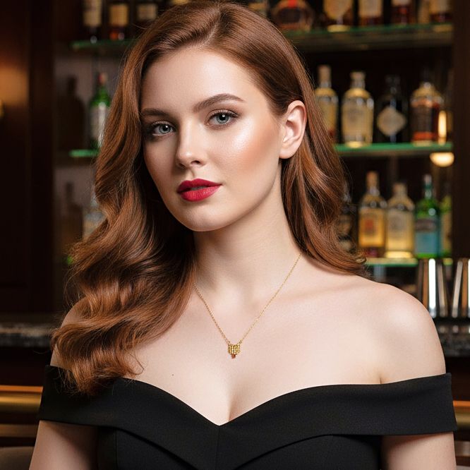 Handmade Gold Plated Silver Necklace With Red Gemstone & Zircons - Anthos Crafts