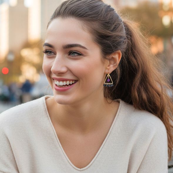 Handmade Gold Plated Silver Drop Earrings With Garnet &amp; Spinels - Anthos Crafts