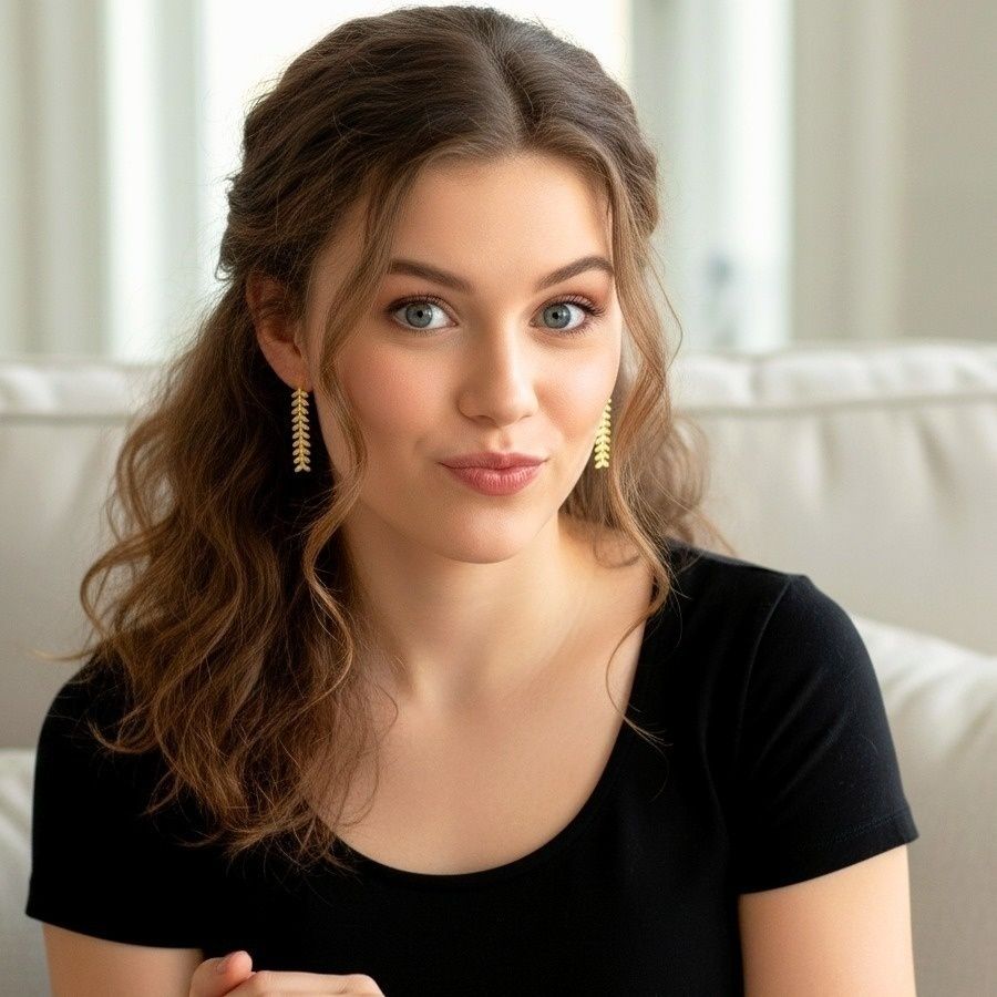 Orecchini pendenti in argento placcato oro fatti a mano con foglie piccole