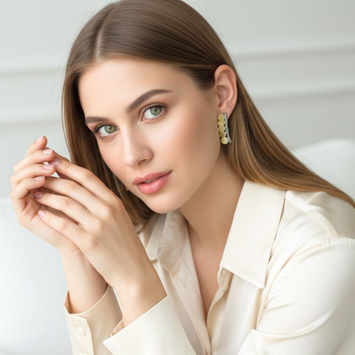 Handmade Gold &amp; Black Plated Silver Earrings Branches With Leaves - Anthos Crafts