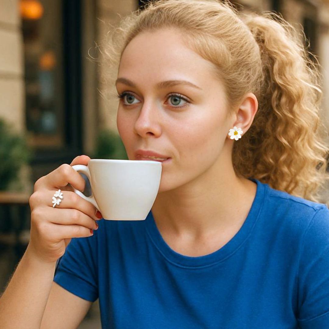 Handmade Gold Plated Silver Daisy Stud Earrings Small - Anthos Crafts