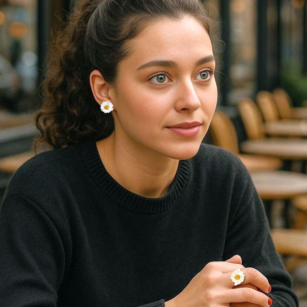 Handmade Gold Plated Silver Daisy Field Stud Earrings Medium - Anthos Crafts