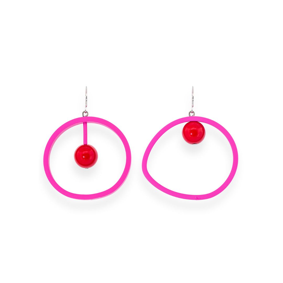 Orecchini asimmetrici Em: Rosso, Rosa