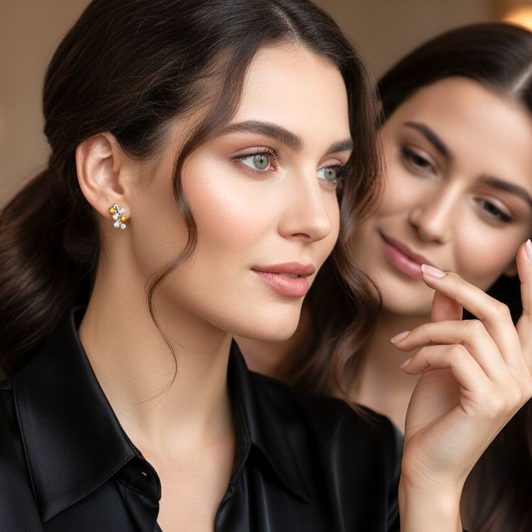 Handmade Gold Plated Silver Stud Earrings Little Mimosas - Anthos Crafts