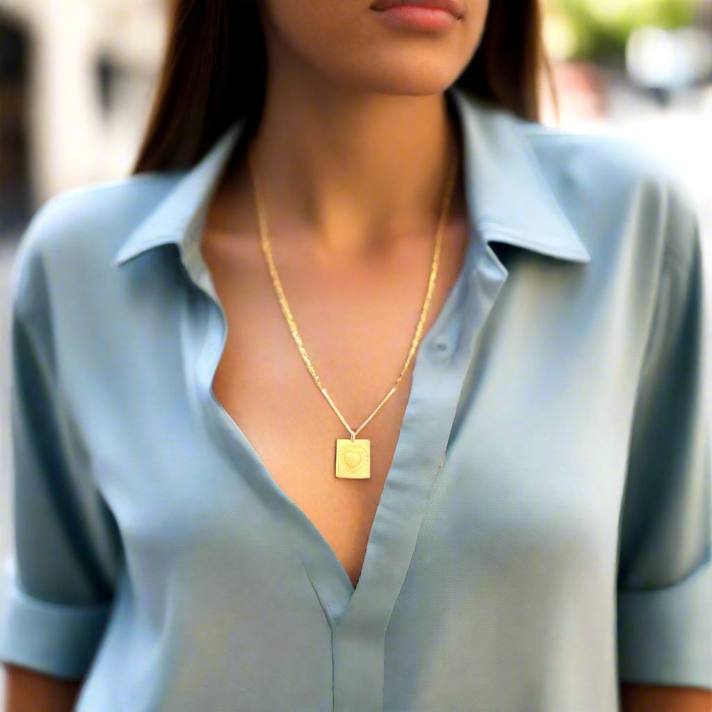 Handmade Gold Plated Silver Necklace With Heart - Anthos Crafts