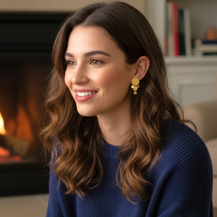 Χειροποίητα Επίχρυσα Ασημένια Σκουλαρίκια με Φλουράκια