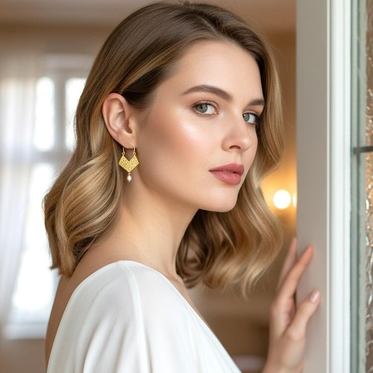 Orecchini pendenti in argento placcato oro fatti a mano con perle