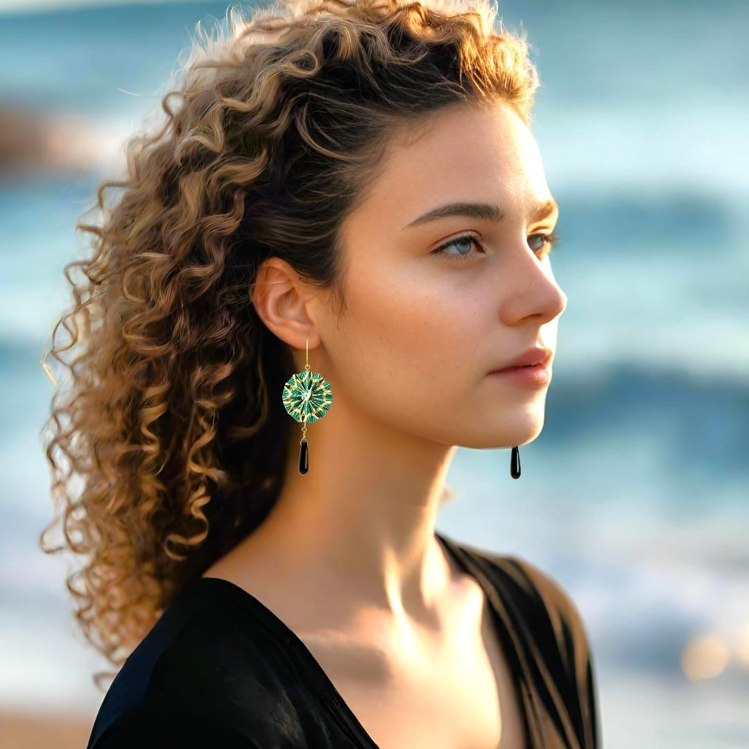 Origami Earrings Ocean Halo With Gemstones - Anthos Crafts