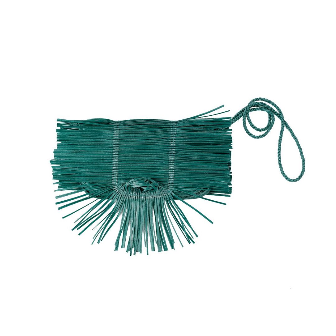 Green satin pleated bag CL-KY - Anthos Crafts