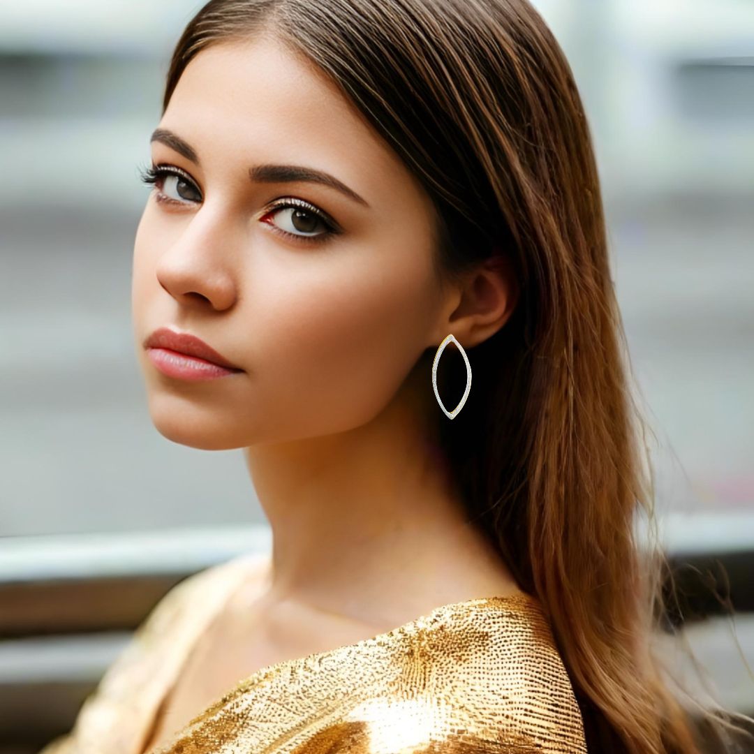 Handmade Gold & Silver Earrings Double Leaves - Anthos Crafts