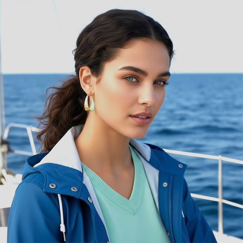 Handmade Gold Plated Silver Hoop Earrings With Light Green Enamel - Anthos Crafts