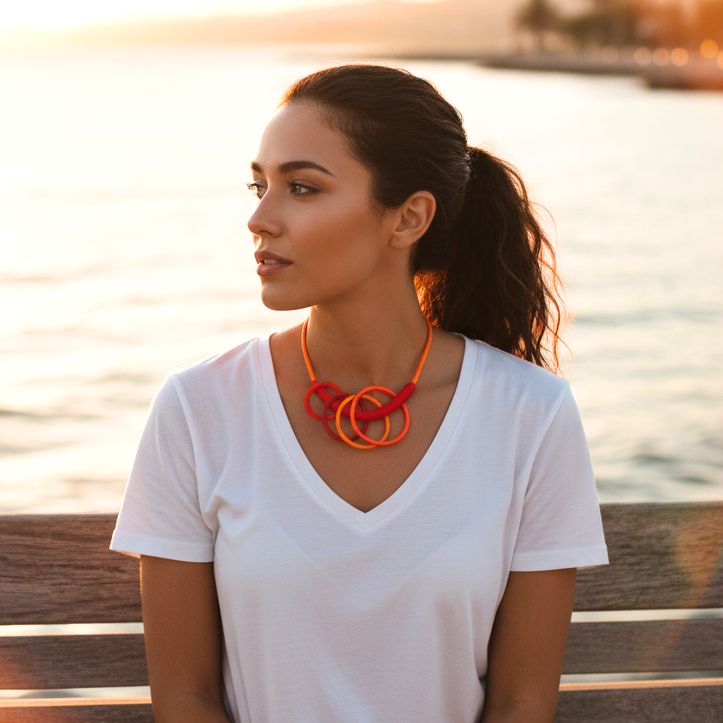 Mini OOO necklace: Orange mix - Anthos Crafts