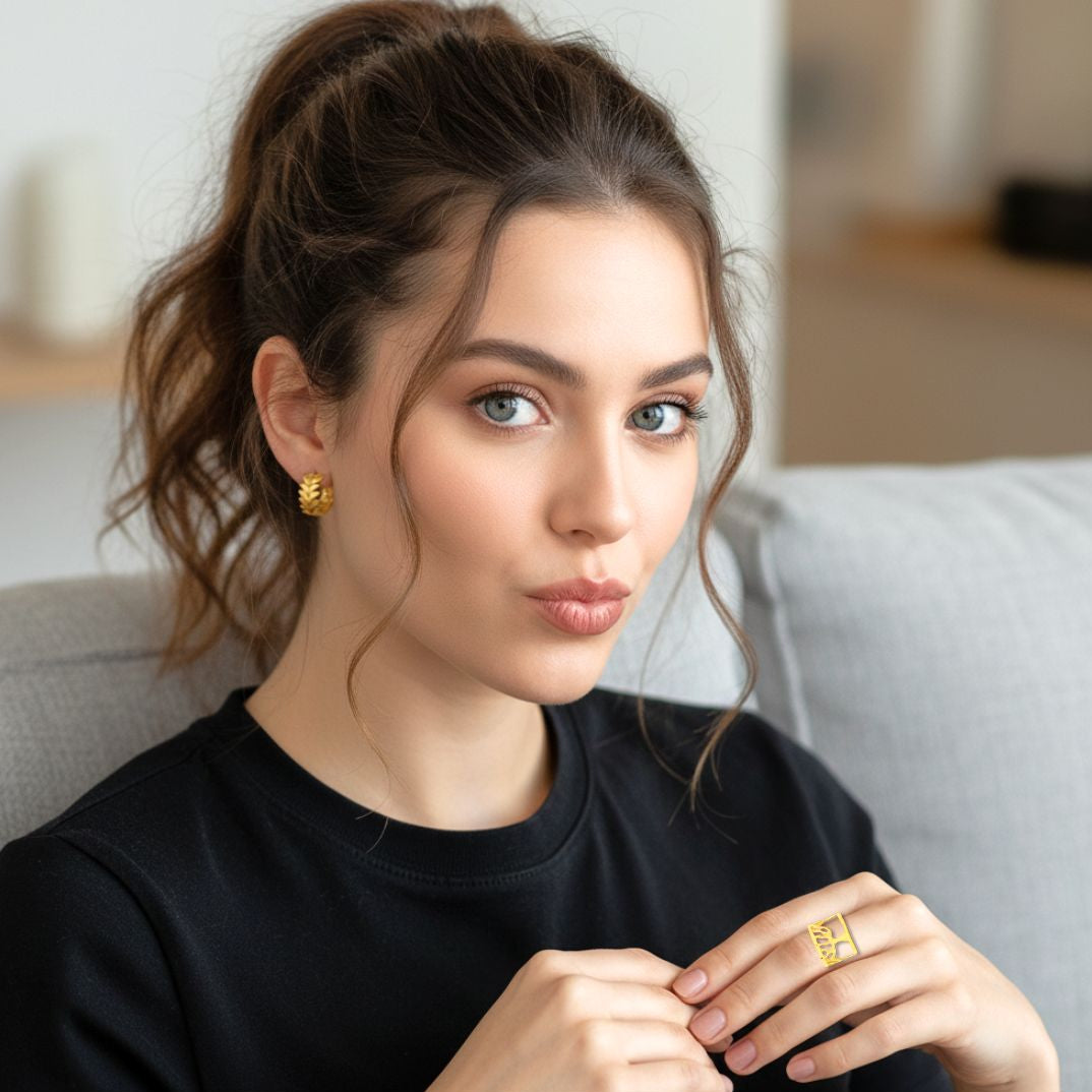 Handmade Gold Plated Silver Hoop Earrings Little Leaves - Anthos Crafts