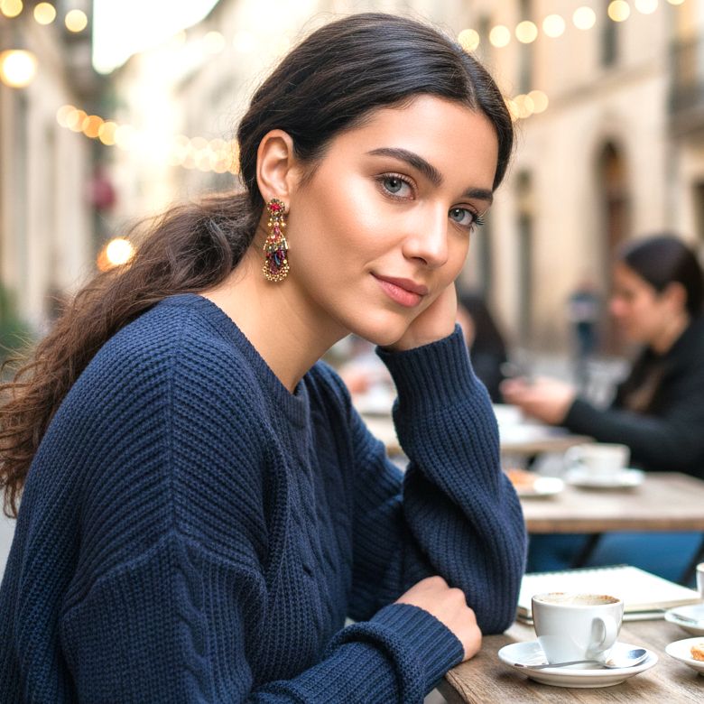 Χειροποίητα Σκουλαρίκια Plum Wine Set, Purple, Pranella