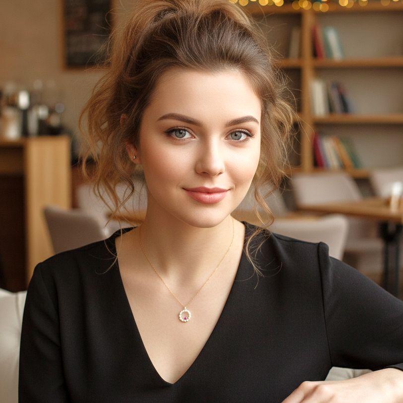 Handmade Gold & Silver Necklace Circle With Red Zircon - Anthos Crafts