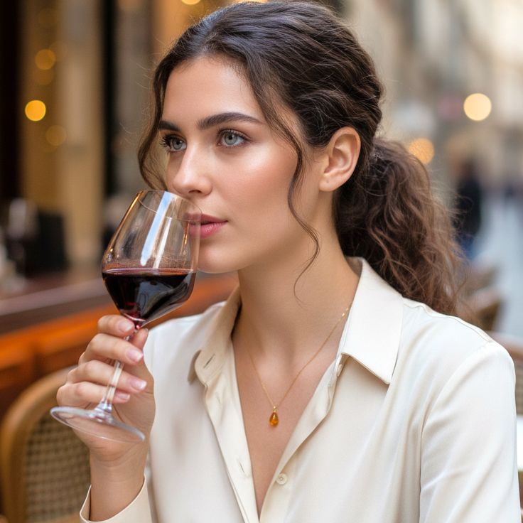 Handmade Gold Plated Silver Necklace With Citrine Drop - Anthos Crafts