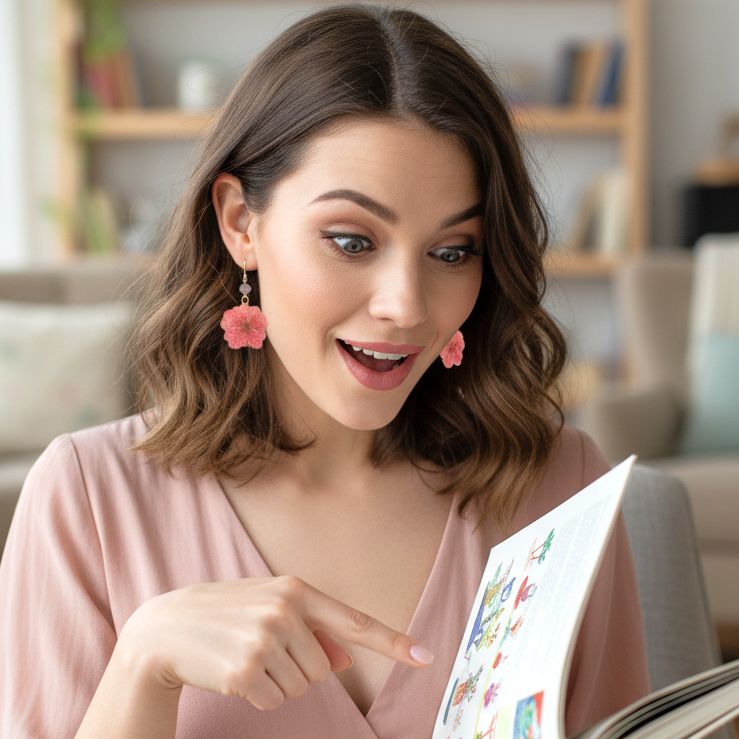 Σκουλαρίκια Λουλούδια από Πέταλα Ροζ Πρίμουλας