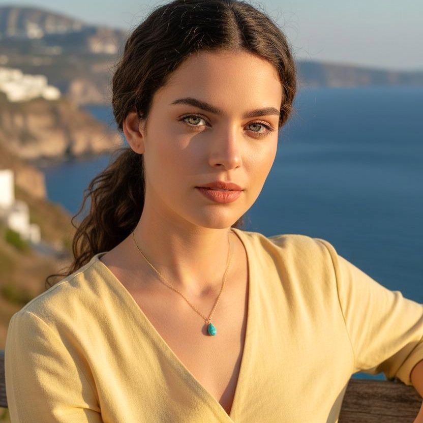 Handmade Gold Plated Silver Necklace With Amazonite Drop - Anthos Crafts