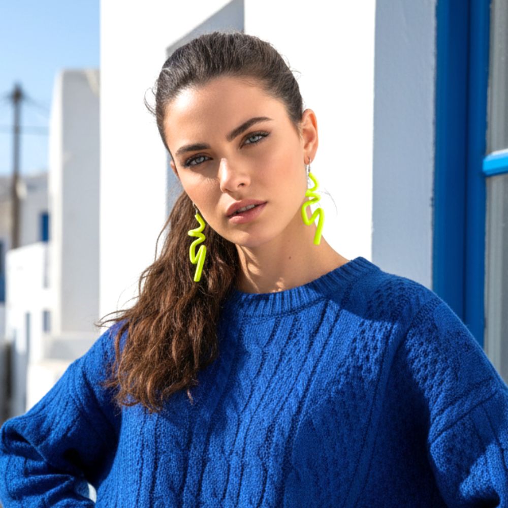 Zig Matt Earrings: Yellow - Anthos Crafts