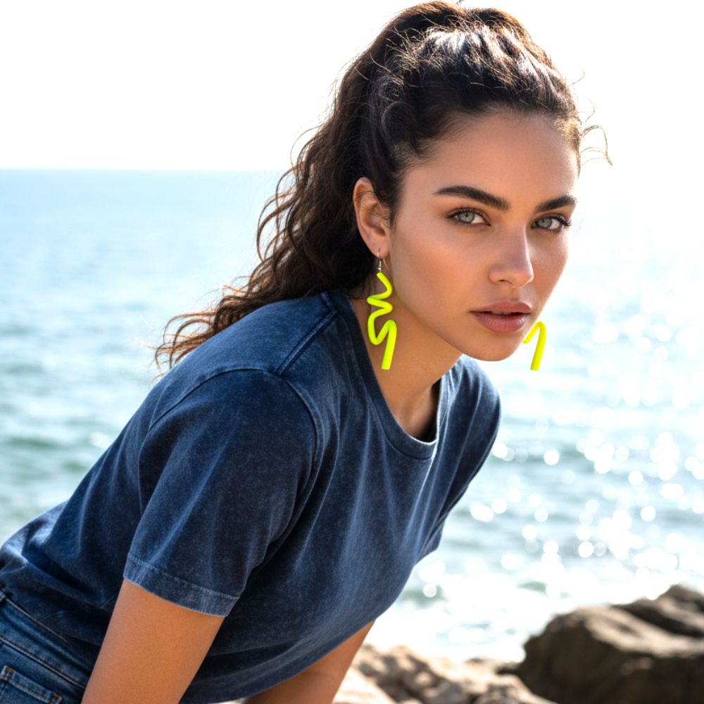 Zig Matt Earrings: Yellow
