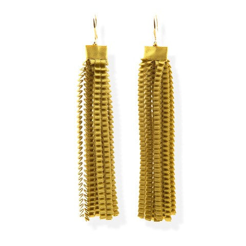 Satin Pleated Earrings Essilp Gold e-79 - Anthos Crafts
