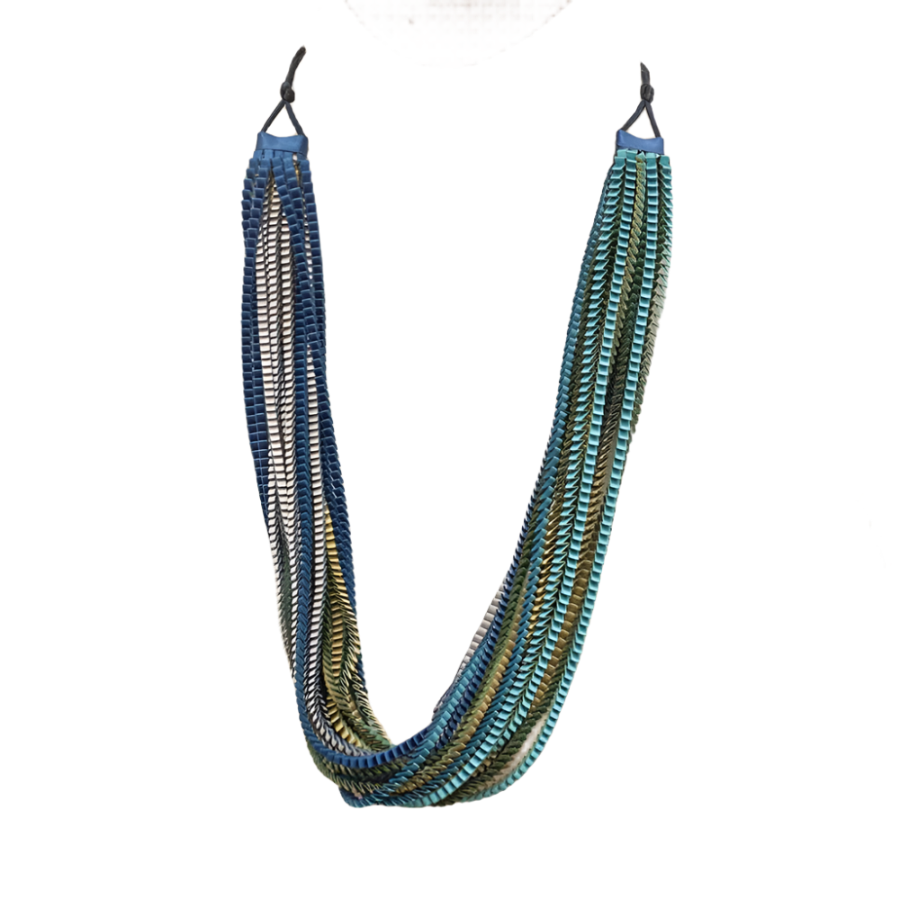 Satin Pleated Necklace Neos Blue Green neos-n-400 - Anthos Crafts
