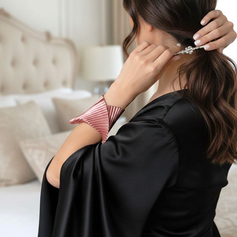 Satin Pleated Bracelet Shell Puce SH-SAP - Anthos Crafts