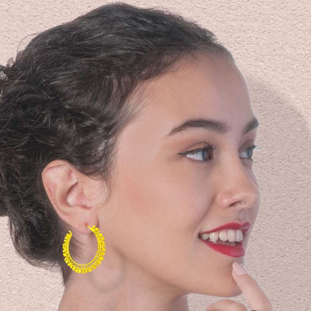 Handmade Gold Plated Silver Hoop Earrings - Anthos Crafts