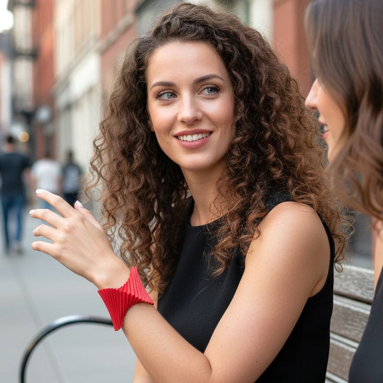 Σατέν Πλισέ Βραχιόλι Shell Κόκκινο SH-RE