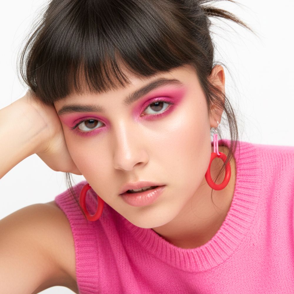 Marie-Claire earrings: Red / Fluorescent Pink - Anthos Crafts