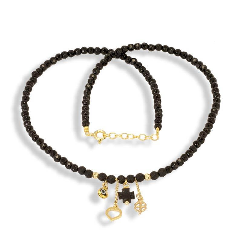 Handmade Black Agate Necklace - Anthos Crafts