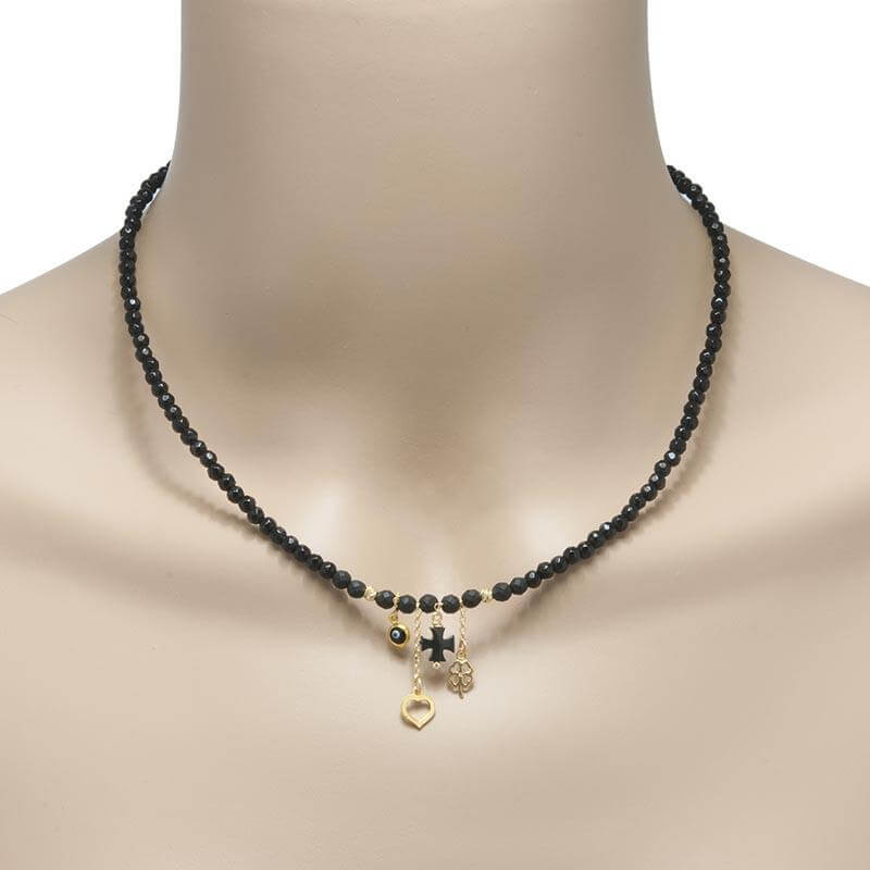 Handmade Black Agate Necklace - Anthos Crafts