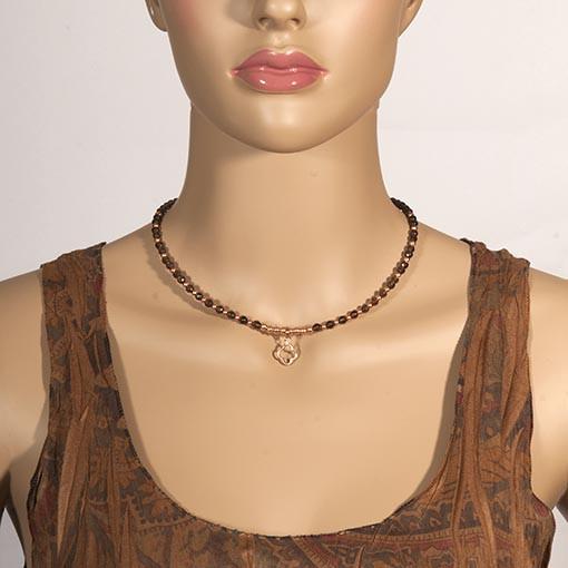 Handmade Gemstone Necklace Smoky Quartz - Anthos Crafts