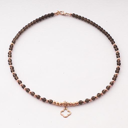 Handmade Gemstone Necklace Smoky Quartz - Anthos Crafts