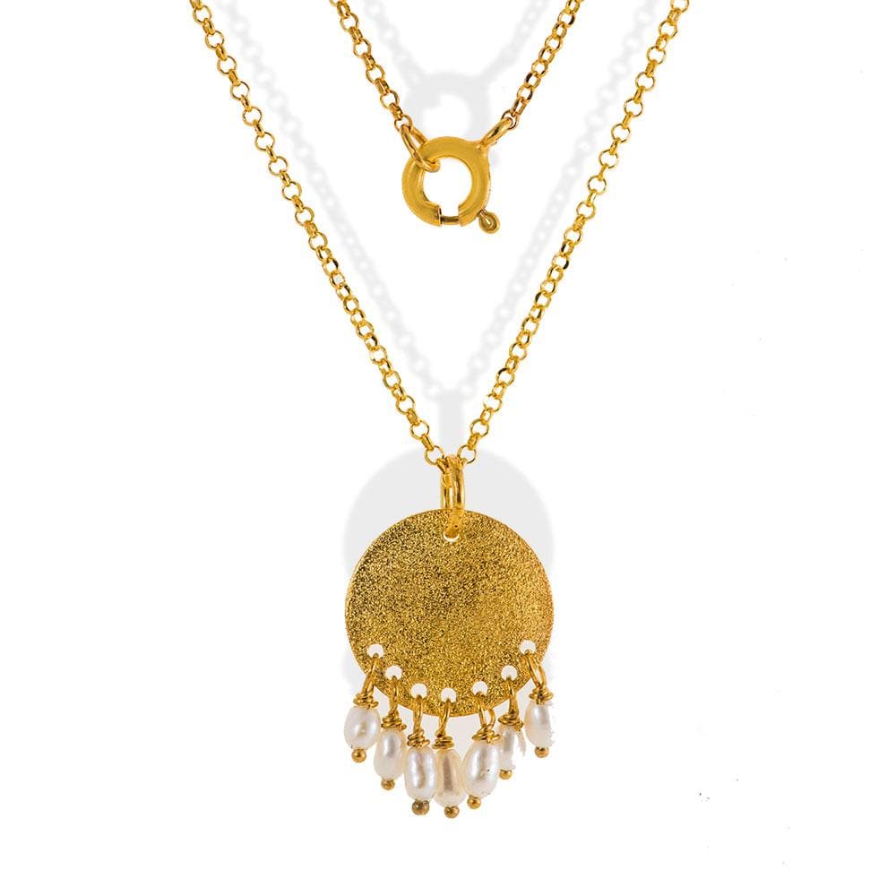 Handmade Short Gold Plated Silver Chain Necklace With Freshwater Pearls - Anthos Crafts