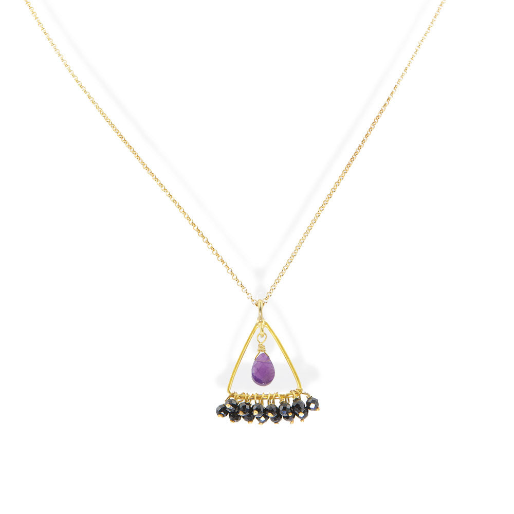 Handmade Gold Plated Silver Necklace With Amethyst & Spinels - Anthos Crafts