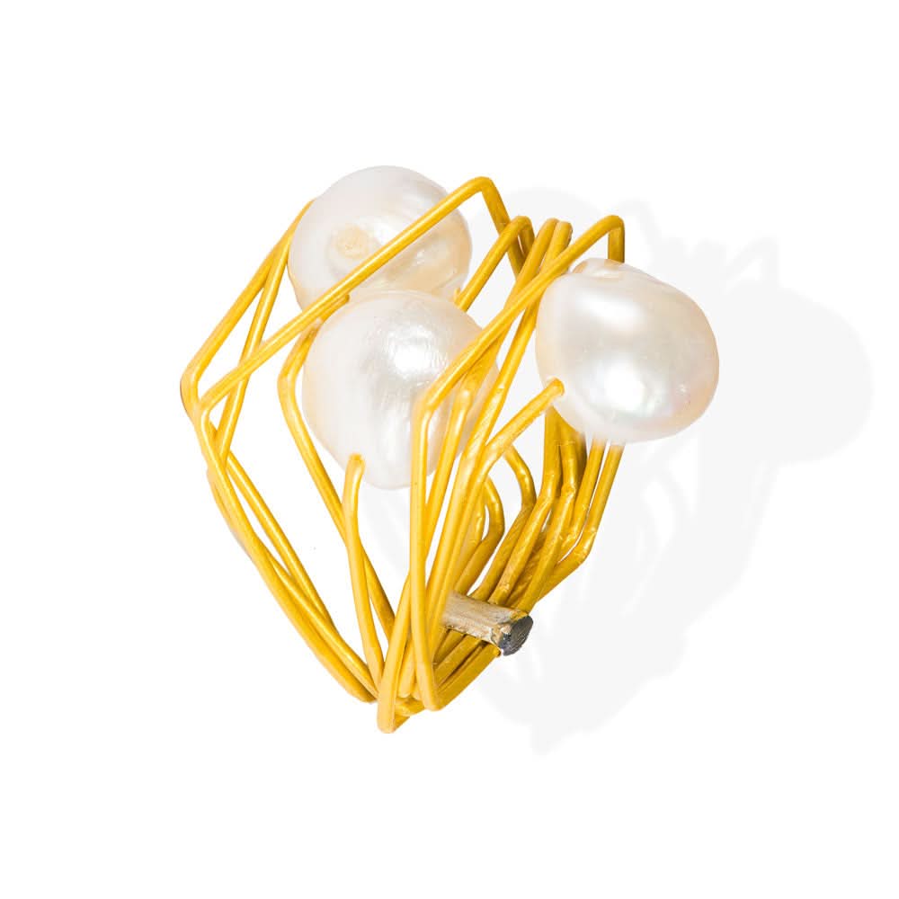 Handmade Wire Ring With Freshwater Pearls - Anthos Crafts