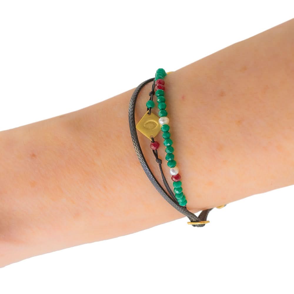 Handmade Bracelet With Gold Plated Silver Elements & Gemstones - Anthos Crafts