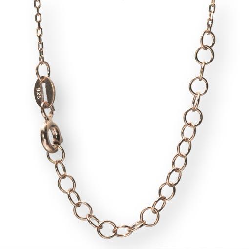 Short Rose Gold Plated Silver Necklace With Turquoise Cubic Zirconia Square Eye - Anthos Crafts