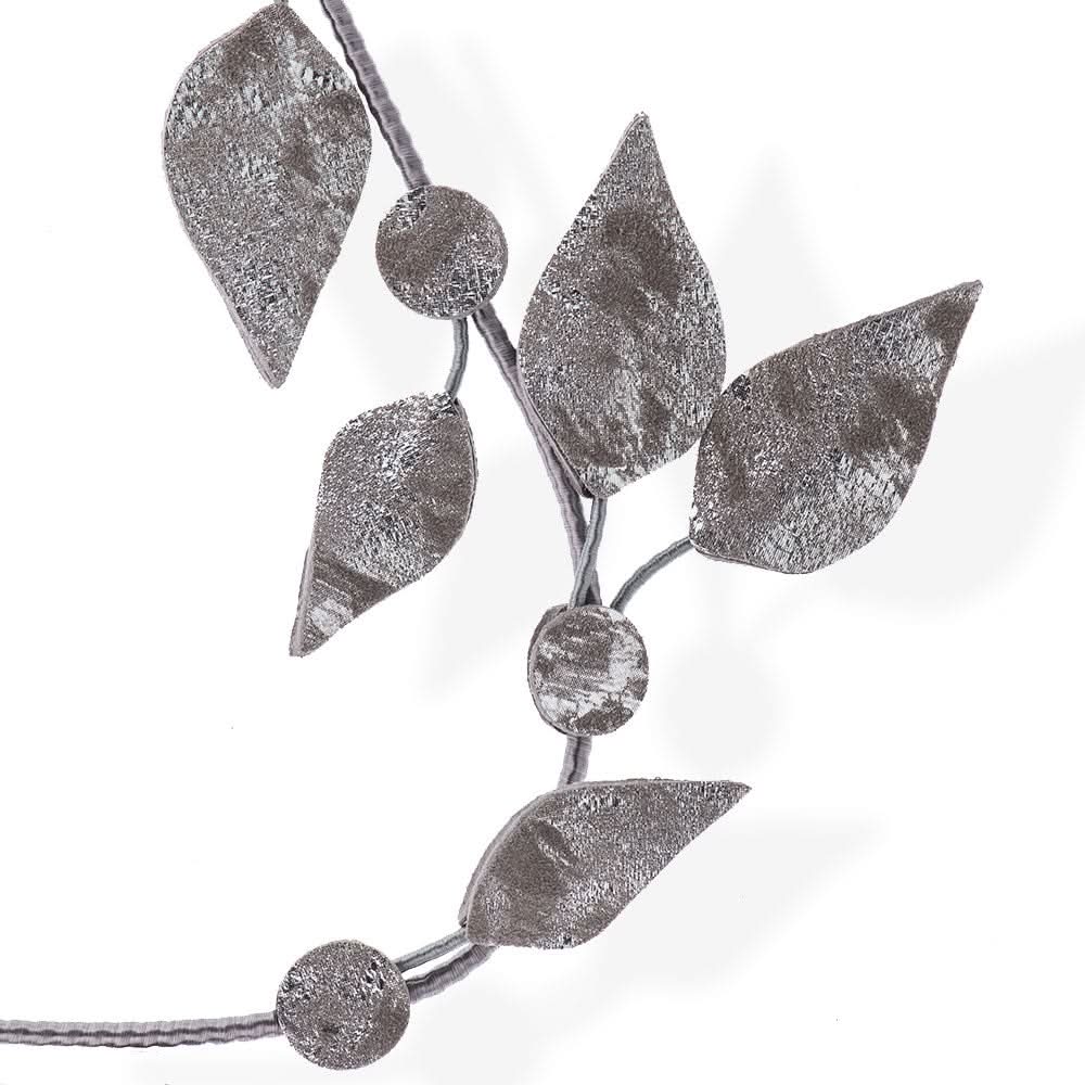 Handmade Silver Long Leather Leaves Necklace - Anthos Crafts