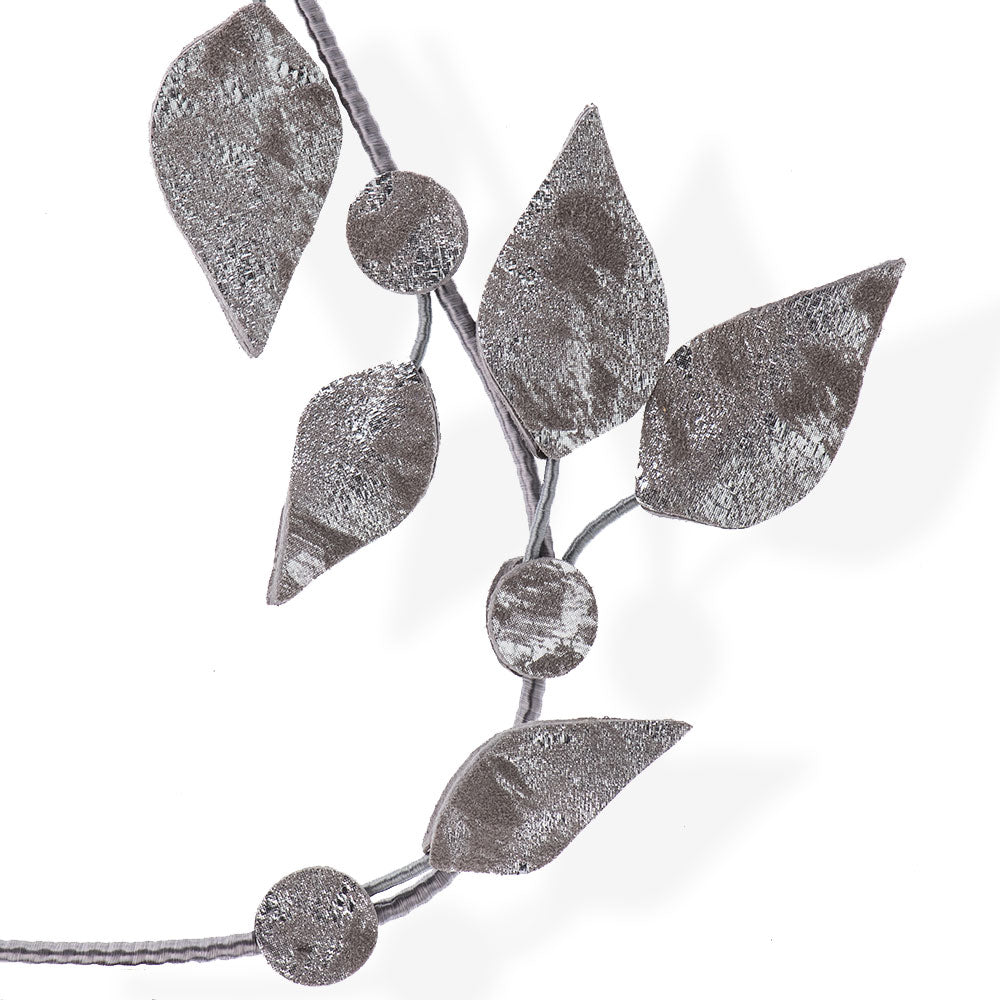 Handmade Silver Long Leather Leaves Necklace - Anthos Crafts