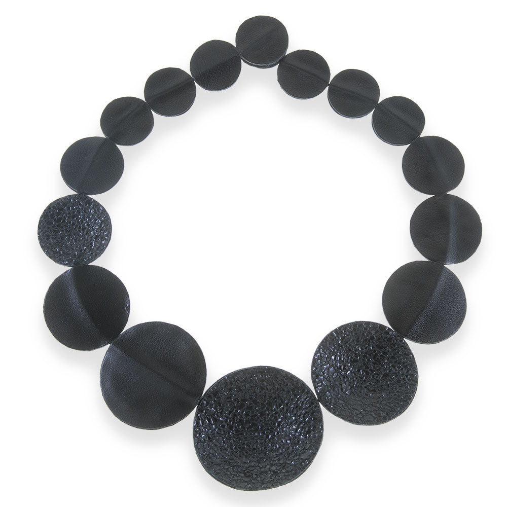 Handmade Black Short Leather Necklace - Anthos Crafts