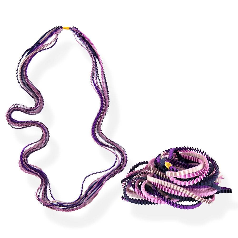 Satin Pleated Necklace Essilp Purple Blue Lavender KL302 - Anthos Crafts